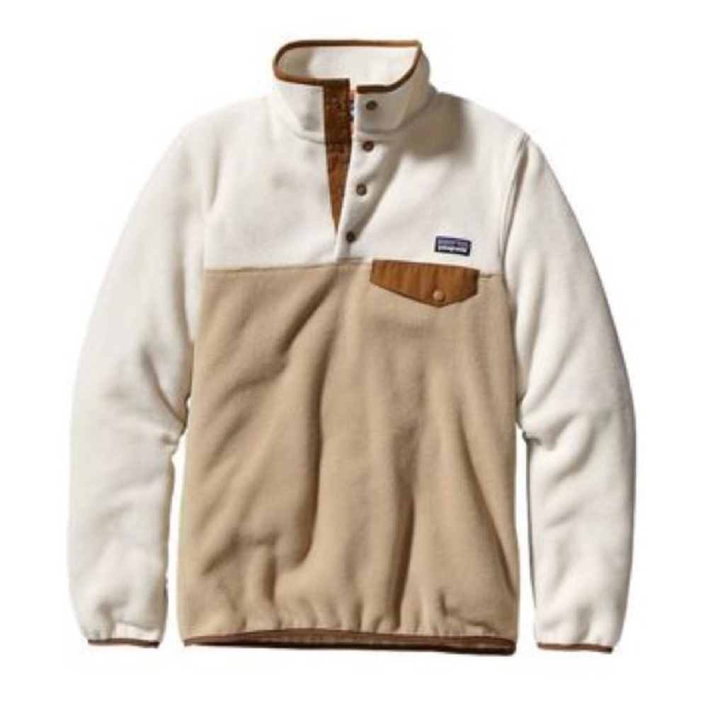 Cream and White Patagonia Pullover